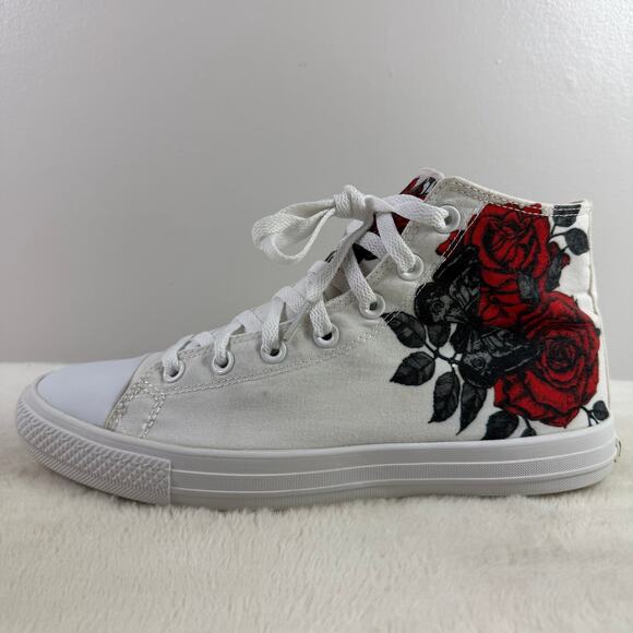 RAAD Other - White High-Top Athletic Sneaker with Red Rose Graphic